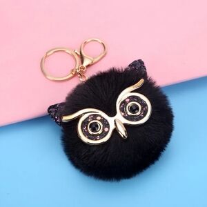 Owl Fluffy Pendant Keychain Bag Charm
